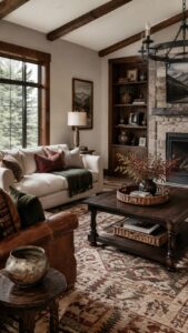 Mountain Lodge Layers With Leather and Woven Warmth