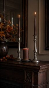 Pair Tall Candlesticks With Short Pillar Lights