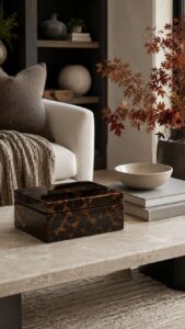 Place a Patterned Box on the Coffee Table